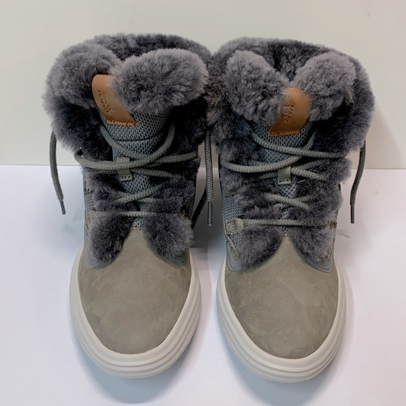 Grey Leather Shearling Boots - Picture 16 of 16